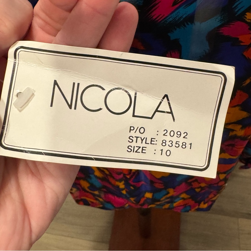 Vintage NICOLA Abstract Print High-Neck Blouse | Size 10 | NWT | Made in Korea - Picture 11 of 15